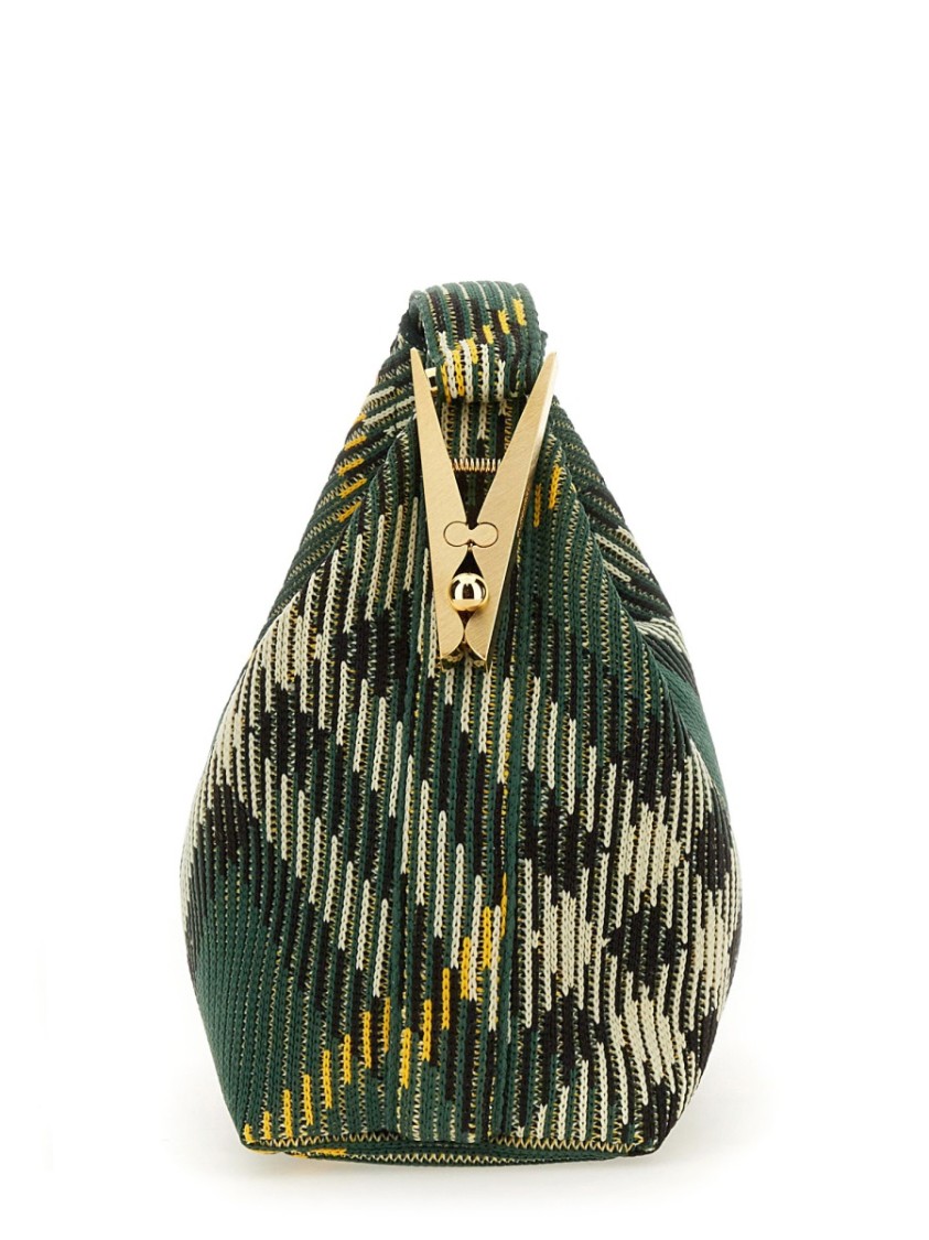 Burberry Medium Peg Check-pattern Shoulder Bag In Black