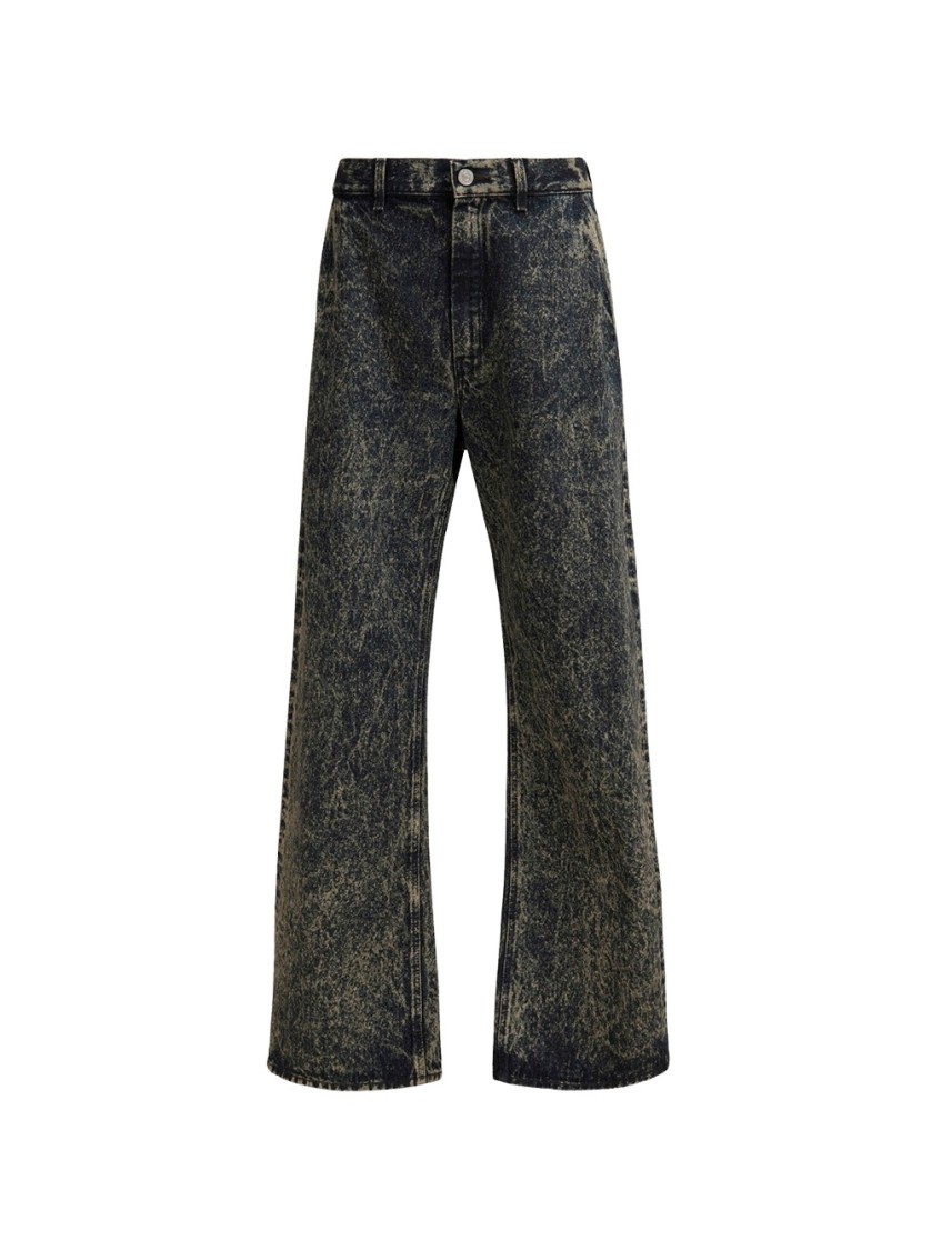 Shop Marni Marble Denim Straight-leg Jeans
