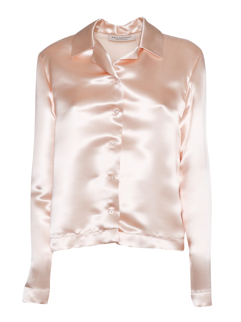 Philosophy Di Lorenzo Serafini Romantic Pink Viscose Blouse With Satin Finish In Pink