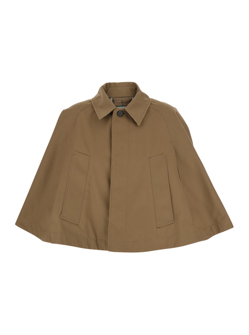 Shop Burberry Brown Crop Jacket With Short Open Sleeves