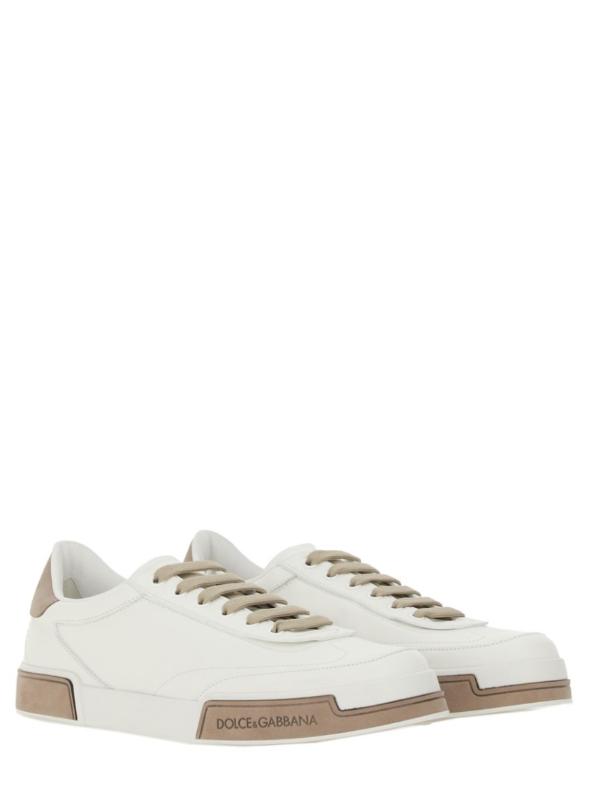 Dolce & Gabbana Portofino Yatch Sneakers In Calfskin Color White And Dove Grey In White