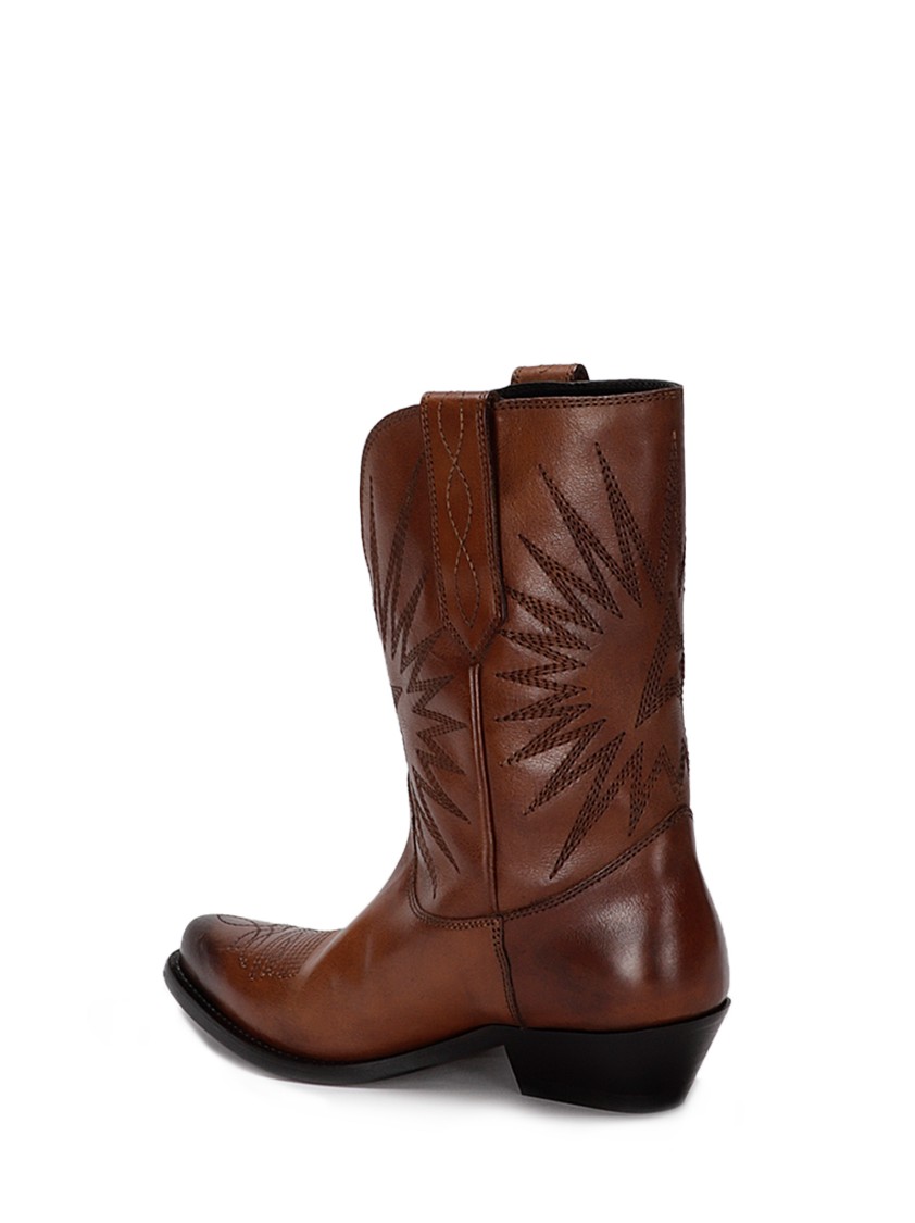 Golden Goose Wish Star Low Boots With Embroideries Leather Upper In Black