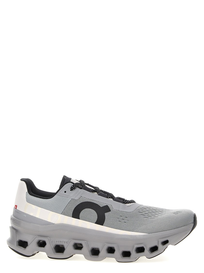 On Breathable Grey Sneakers With Robust Rubber Sole In Gray