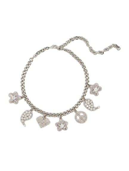 ネックレス・ペンダント Crystal Charms Necklace - Alessandra Rich - Silver - Brass Alessandra Rich Crystal Charms Necklace - Silver - Brass