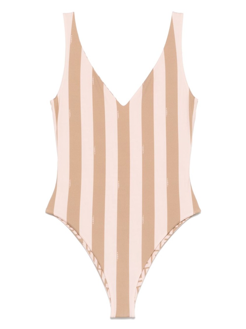 Fendi Women's Striped Swimsuit In Neutral