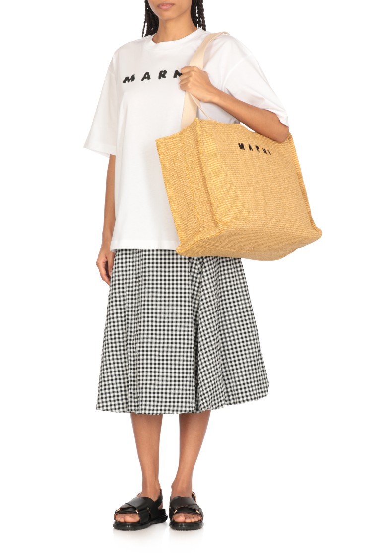 Shop Marni Beige Tote Bag With Logo In Brown