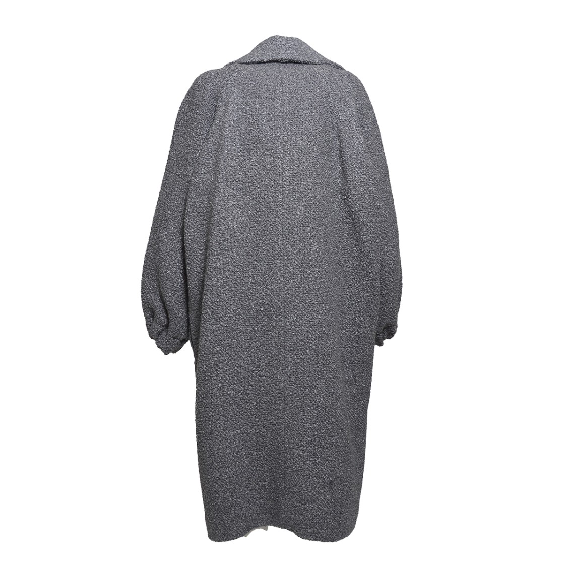 PATOU PATOU ELLIPTIC SINGLE BREASTED BOUCLE WOOL COAT - CHARCOAL 