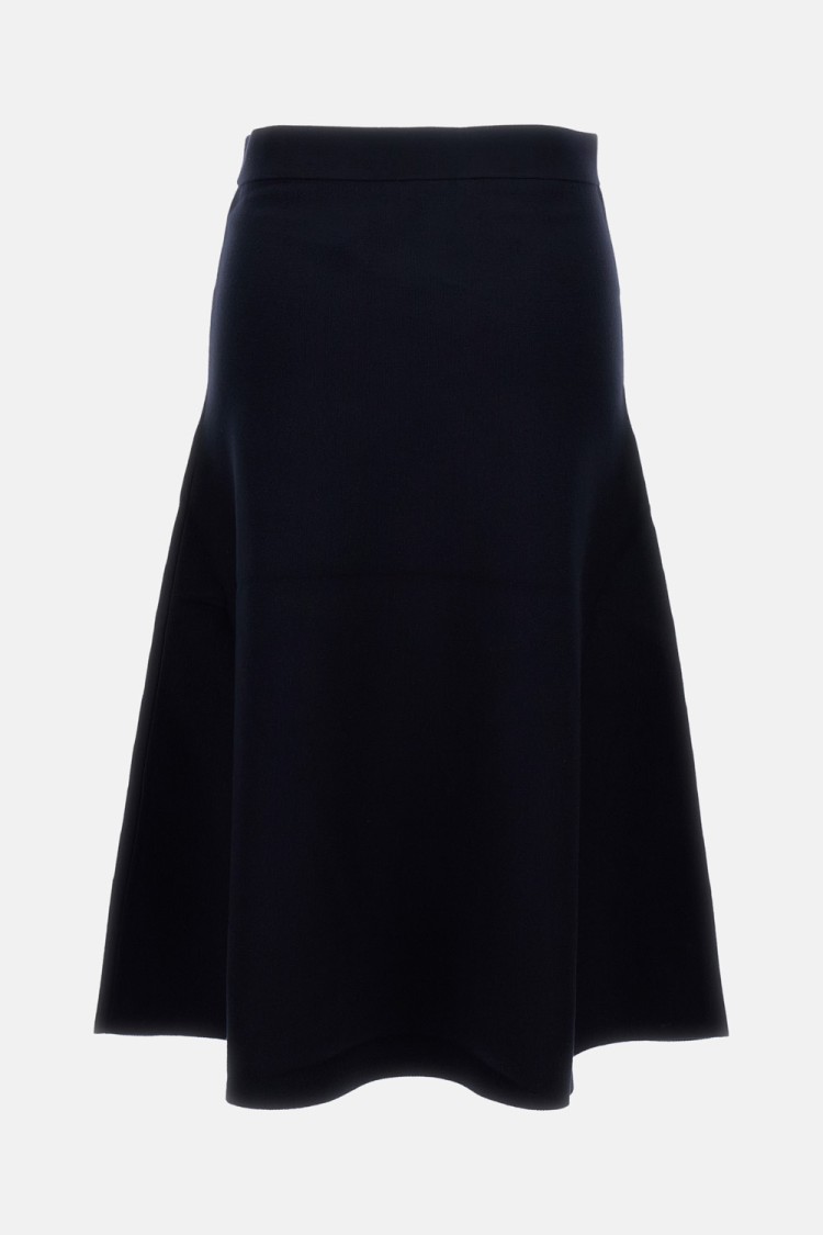 Max Mara High-waisted Flared Skirt With Smooth Finish In Blue