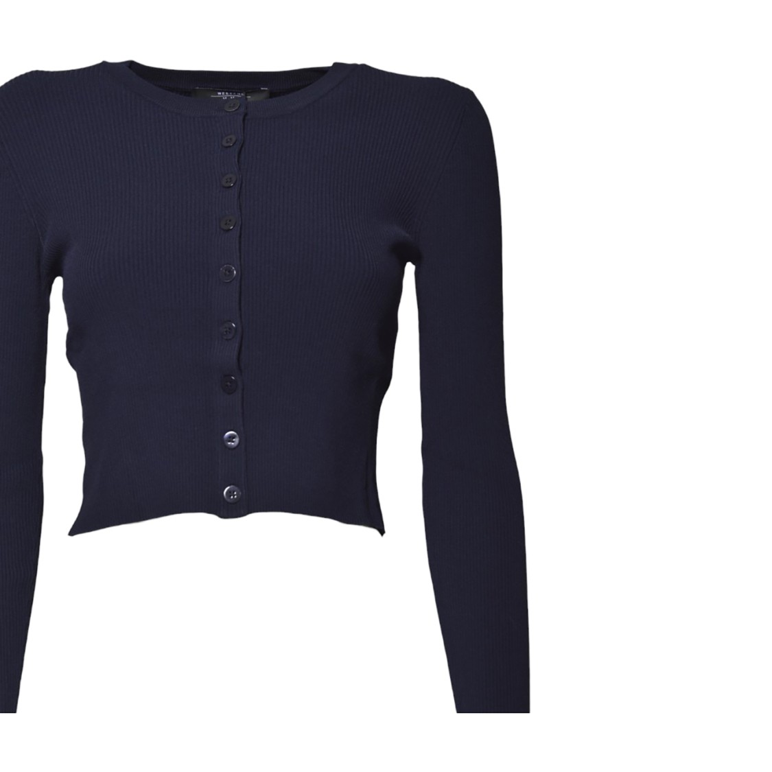 Max Mara Cropped Cardigan With Ribbed Texture And Button Front In Black