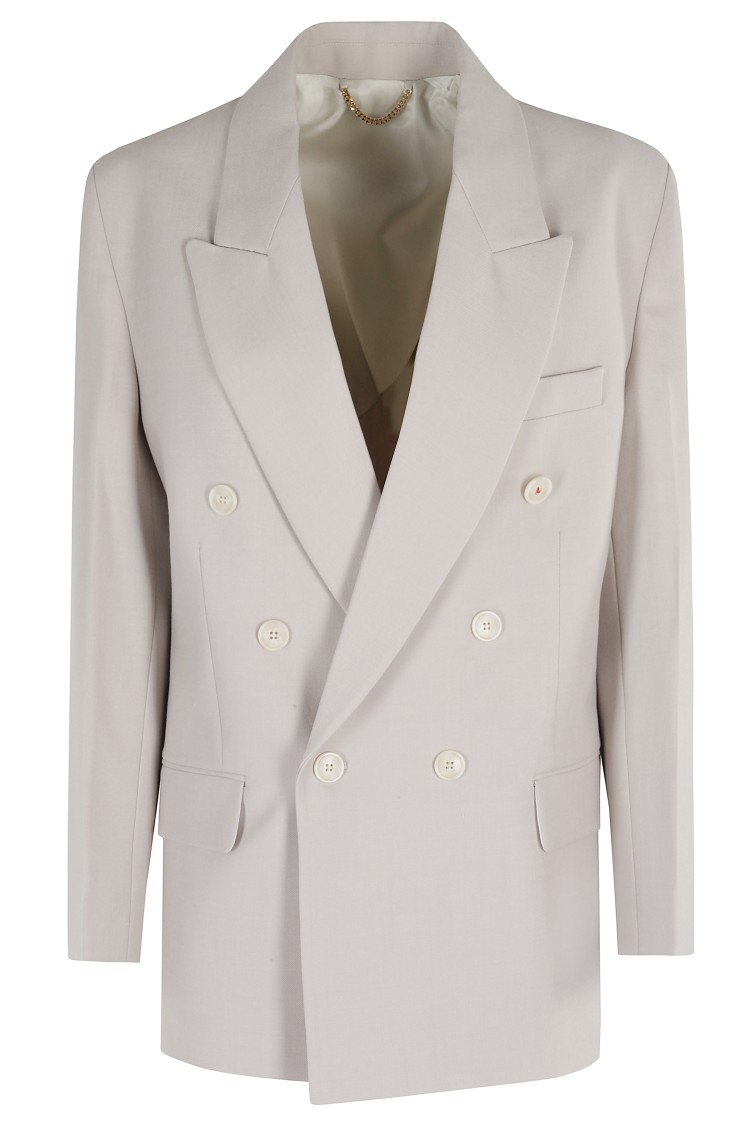 Victoria Beckham Pumice-coloured Double-breasted Jacket In White