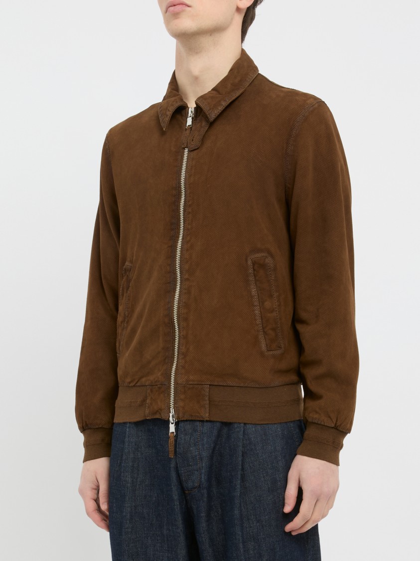 The Jack And Jackie Leathers Brown Leather Bomber Jacket With Zip Front