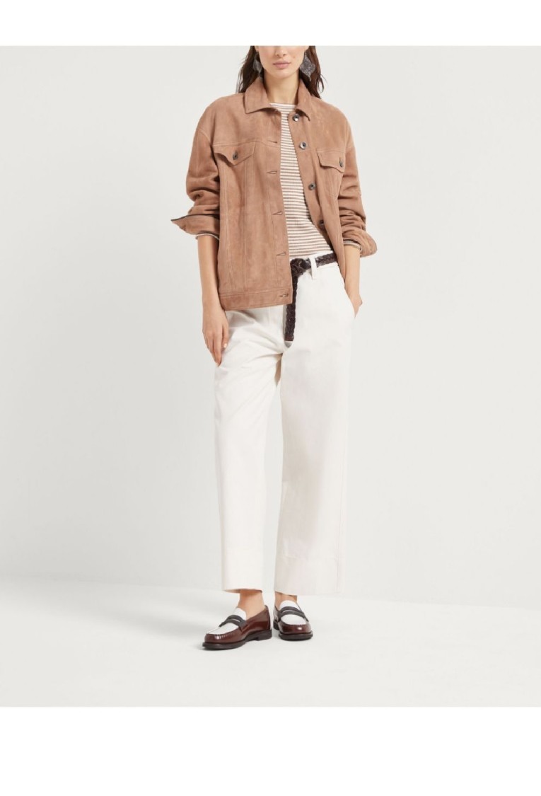 Brunello Cucinelli Wide-leg Trousers With Tailored Silhouette And Soft Finish In White