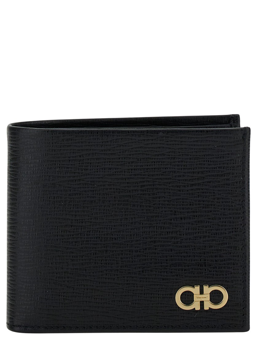 Ferragamo Salvatore  Black Gancini Bi-fold Wallet