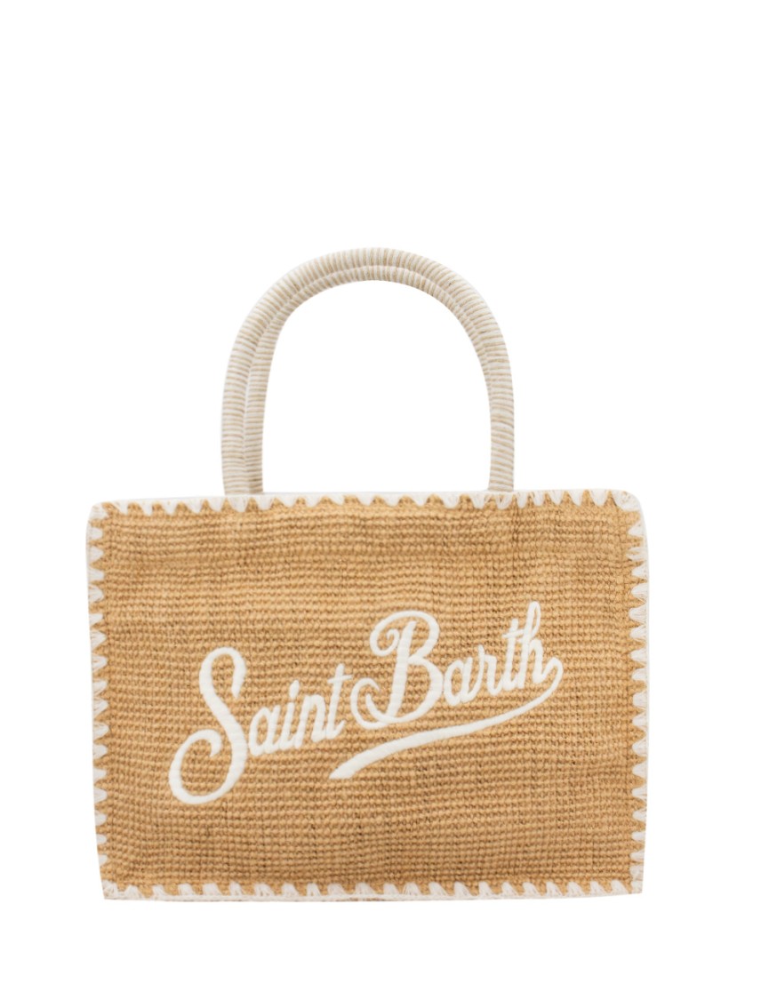 Mc2 Saint Barth Synthetic Straw Shoulder Bag With Embroidered Logo