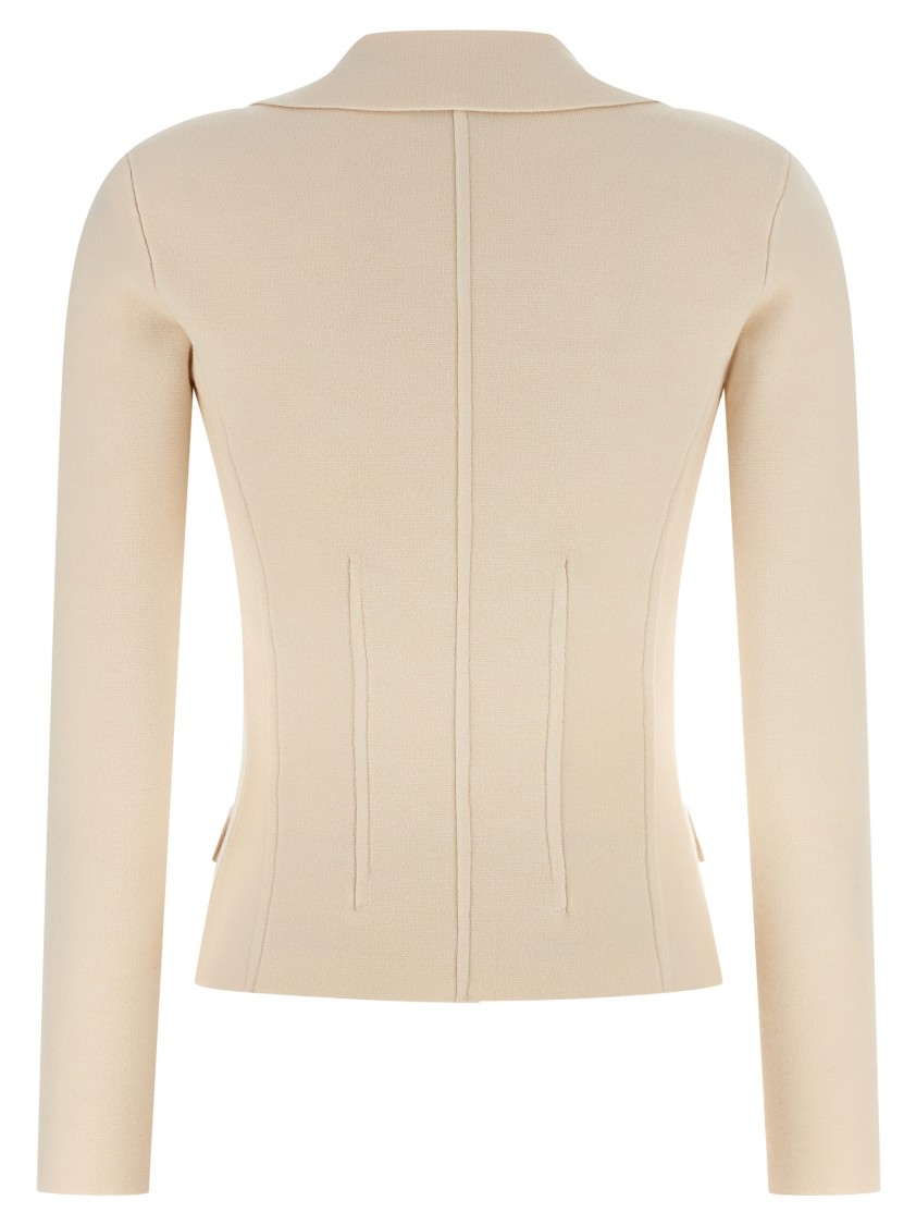 Elisabetta Franchi Fabric-stitch Wool Blazer Blazers White In Neutral