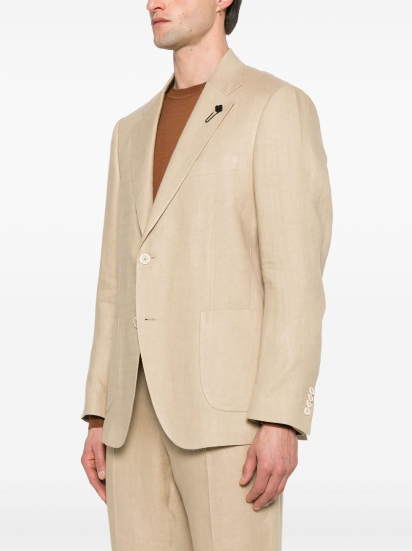 Lardini Beige Classic Jacket With English Vents In Neutral