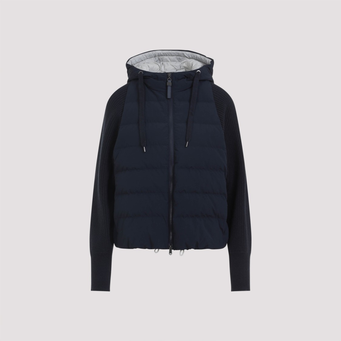 Shop Brunello Cucinelli Blue Knit Dowjacket