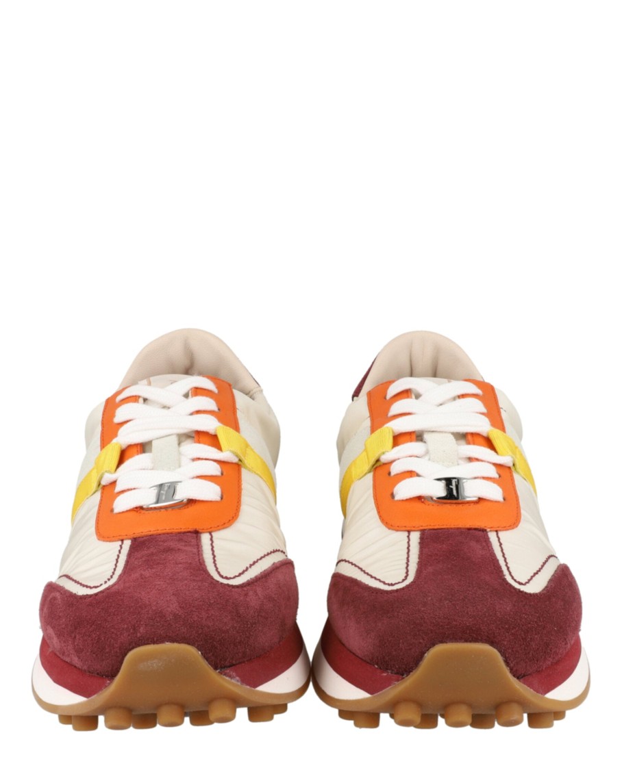 FERRAGAMO FERRAGAMO LULIO SUEDE SNEAKERS WITH SILVER-TONE ACCENTS