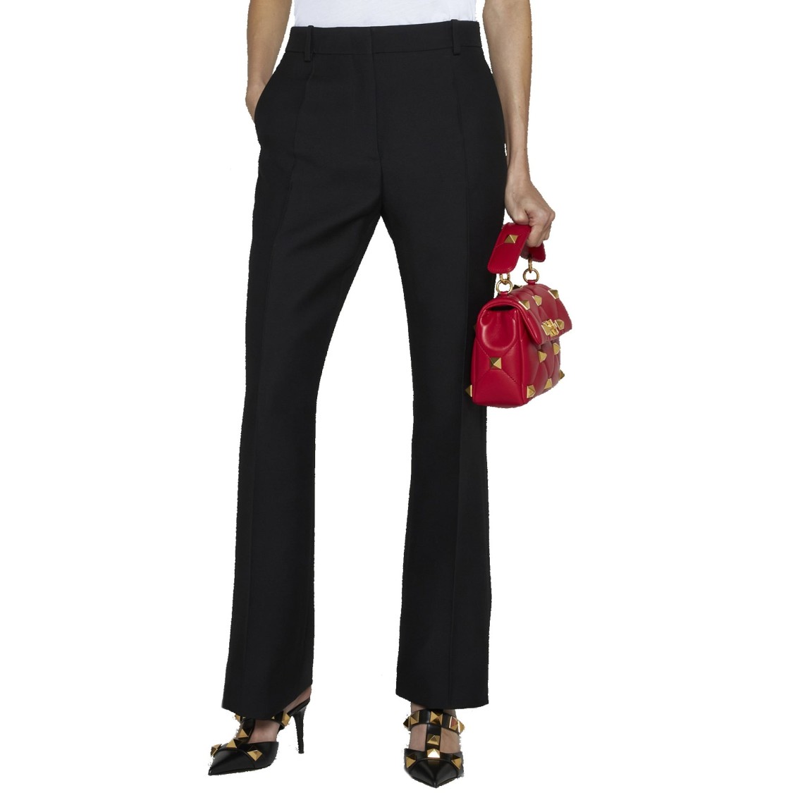Valentino Wool And Silk Trousers Women In Black