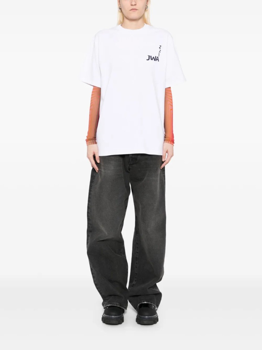 Jw Anderson Women White Logo And Print T-shirt In White