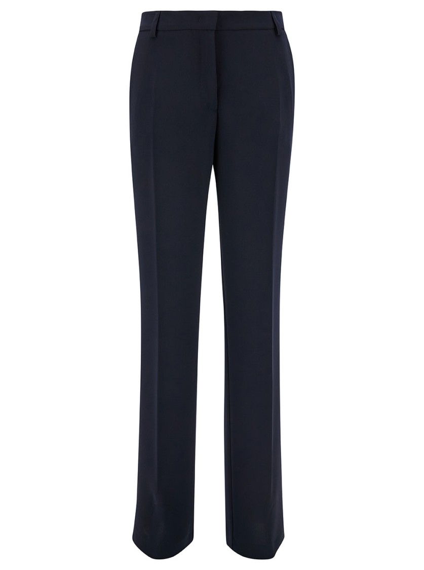 Plain Blue Straight Pants With Concealed Closure In Candy Woman In Blue