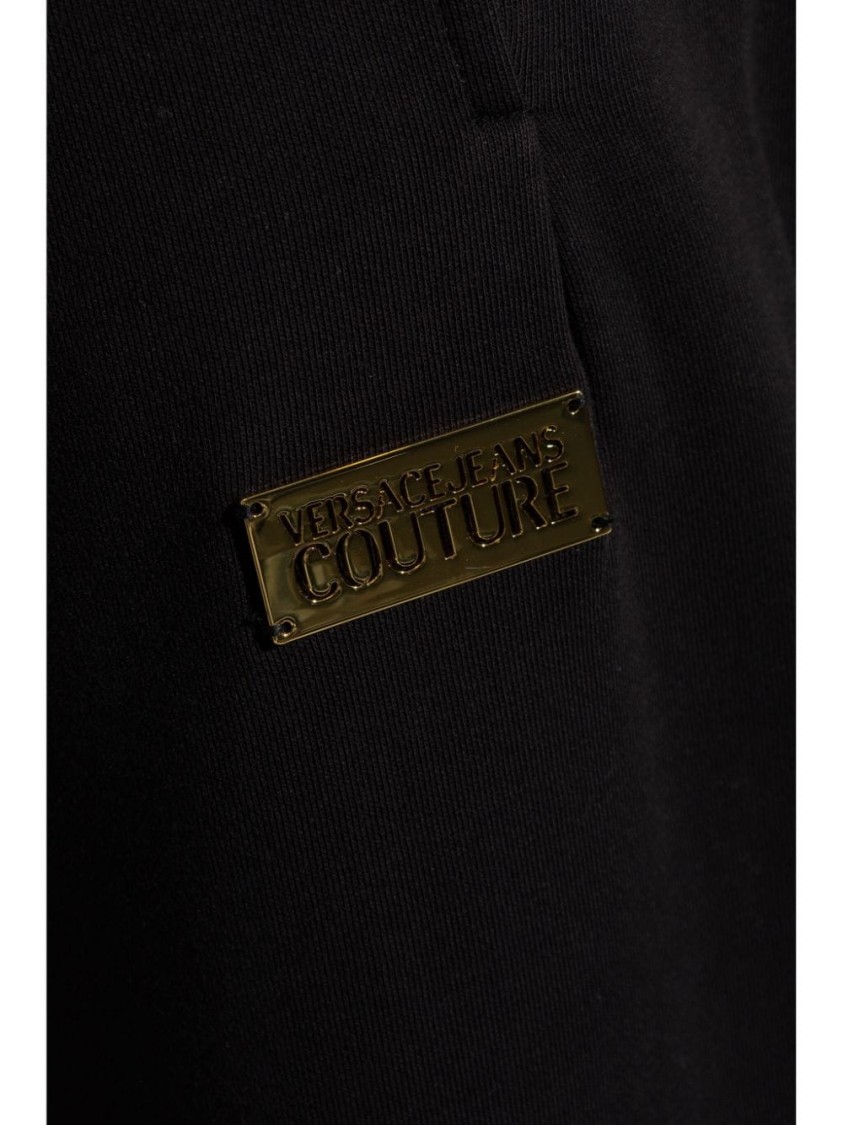 Shop Versace Jeans Couture Classic Black Trousers With Relaxed Fit And Tapered Legs