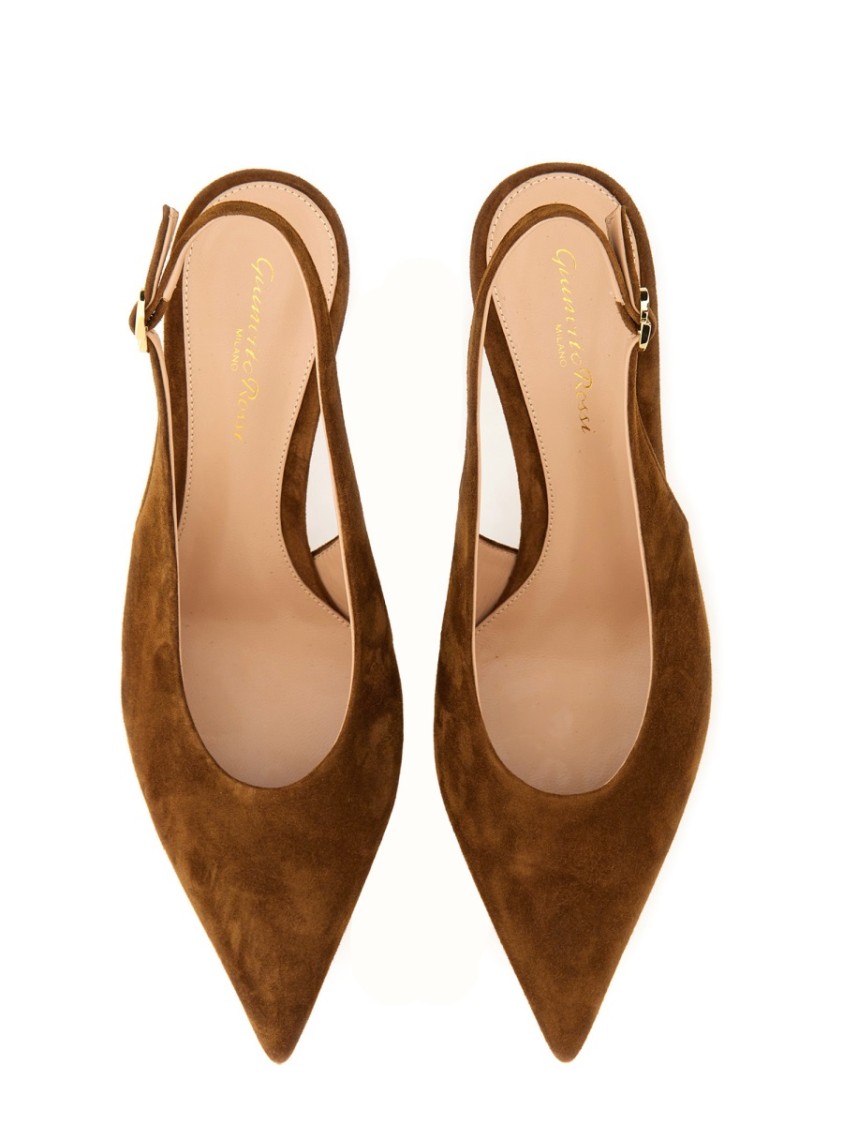 Shop Gianvito Rossi "robbie" Slingback In Brown