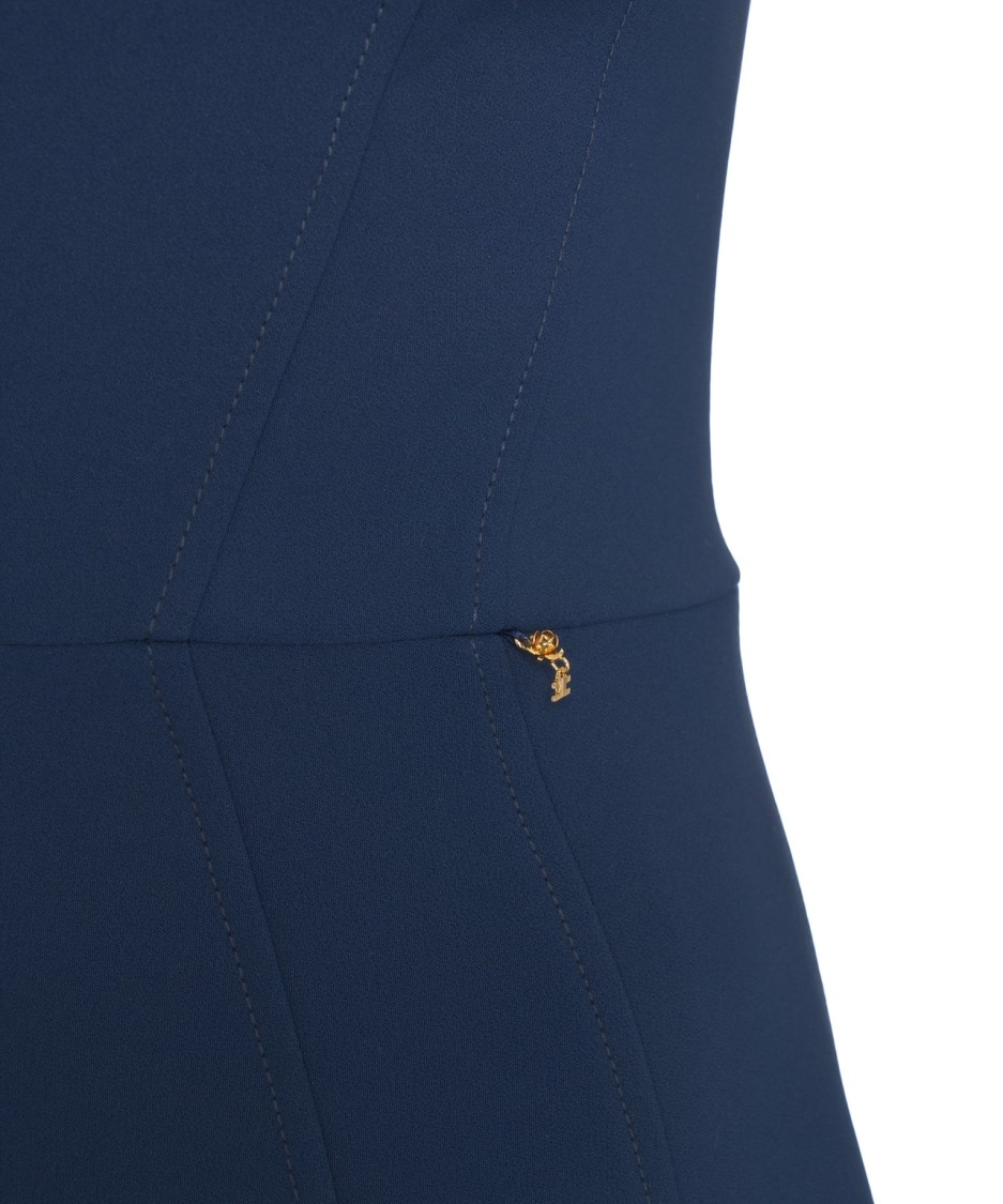 Elisabetta Franchi Slim Fit Blue Mini Dress With Metallic Accents In Blue