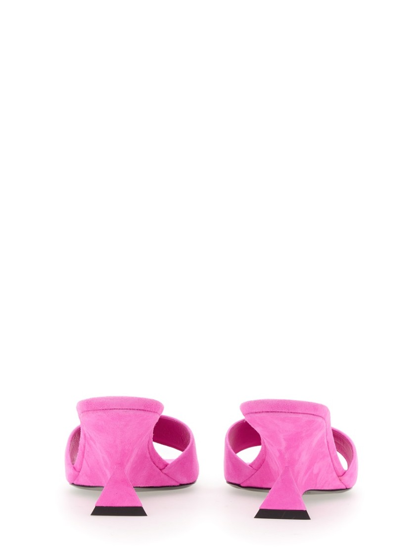 Attico Fluo Pink Suede Cheope Mules In Pink