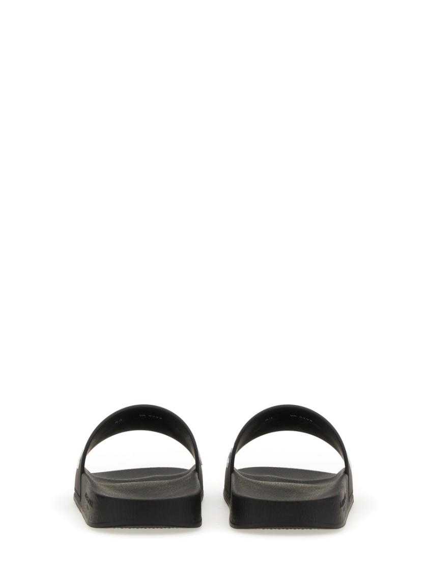 Givenchy Black Flat Slides With Logo In Polyurethane Man