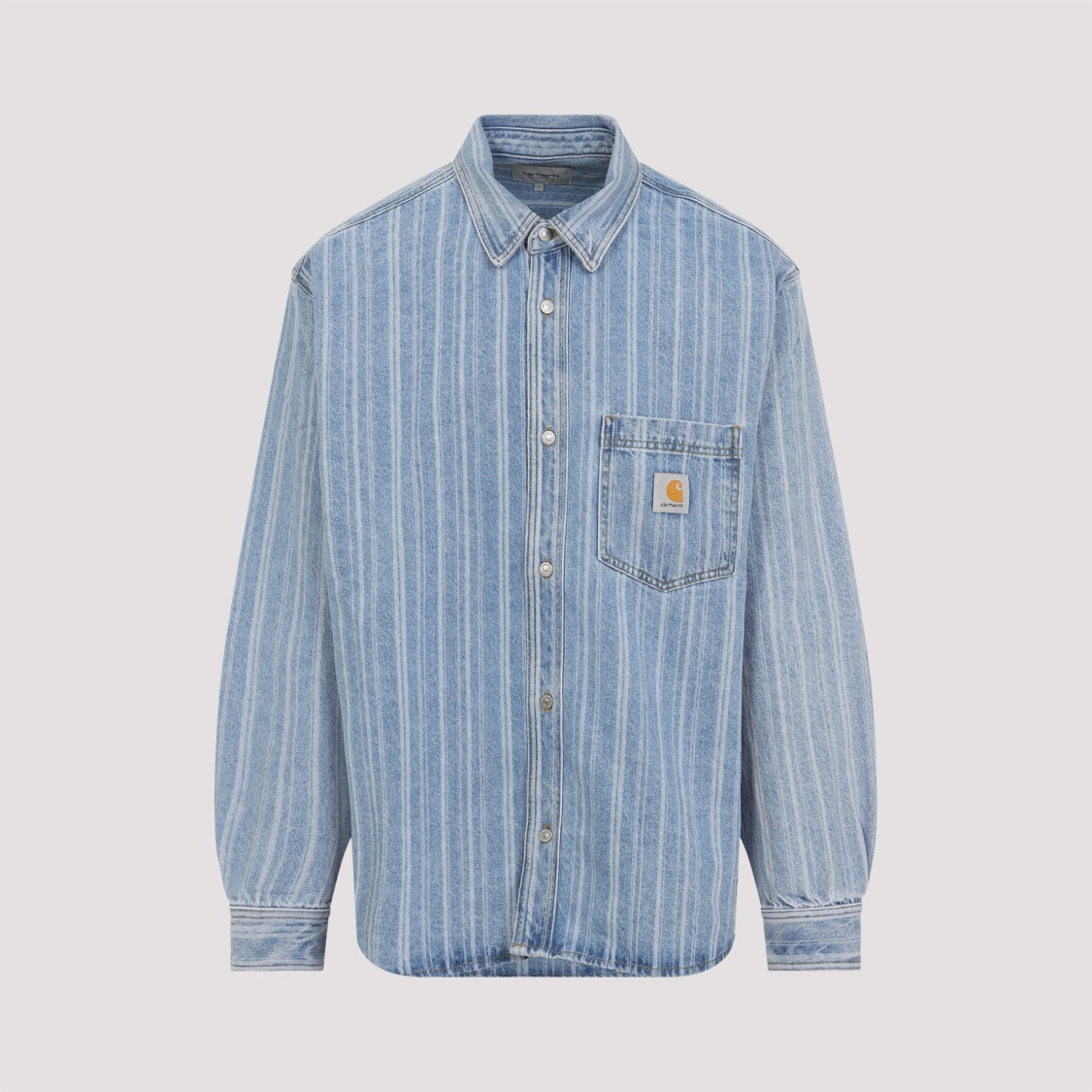 Carhartt Striped Cotton Shirt Jacket With Chest Pocket In Blue
