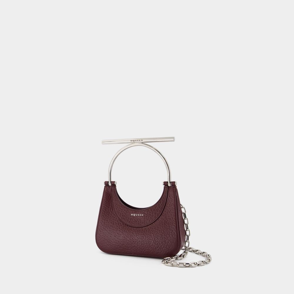 Alexander Mcqueen Mini Cross Bar Purse - Leather - Red In Burgundy