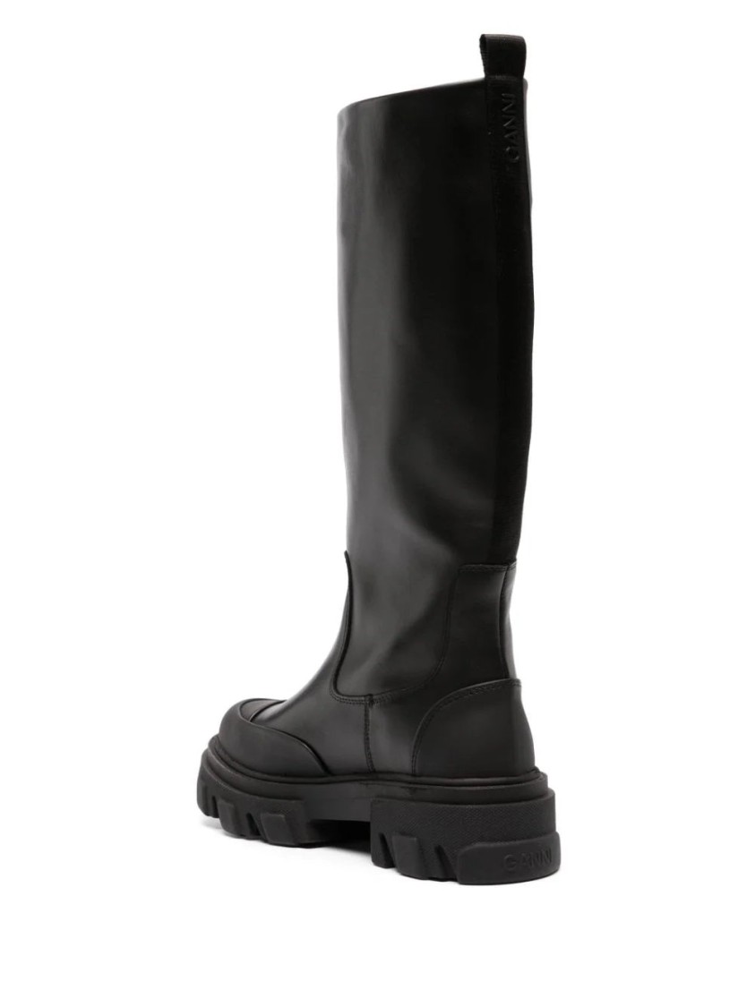 Ganni Cleated High Tubular Boot In Black