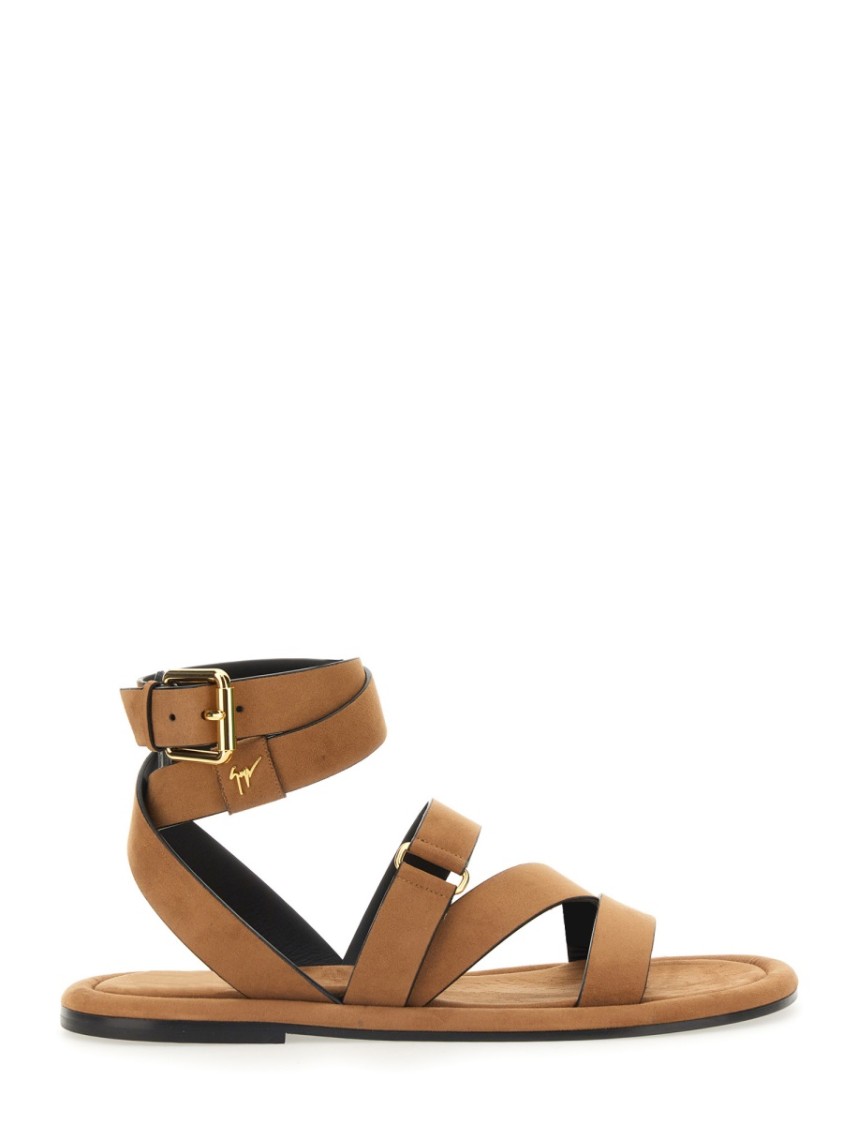 Shop Giuseppe Zanotti Brown Sandalo Aymon With Multiple Straps