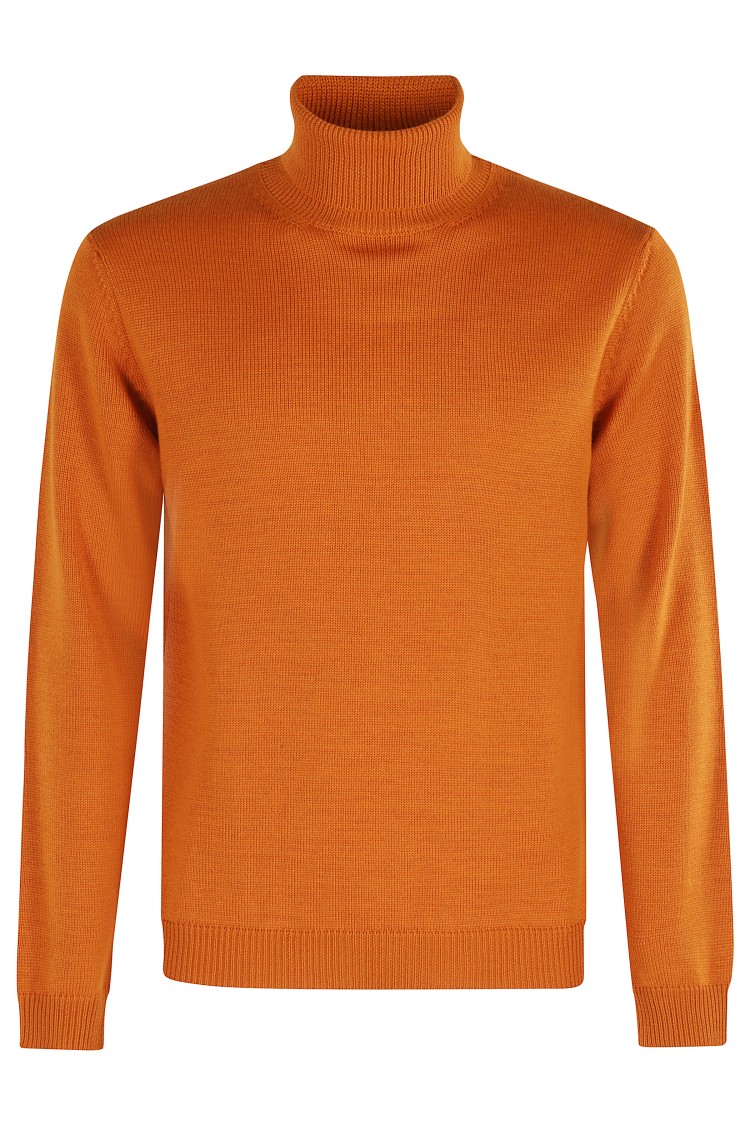 Roberto Collina High Neck Merino Wool Turtleneck Sweater In Orange