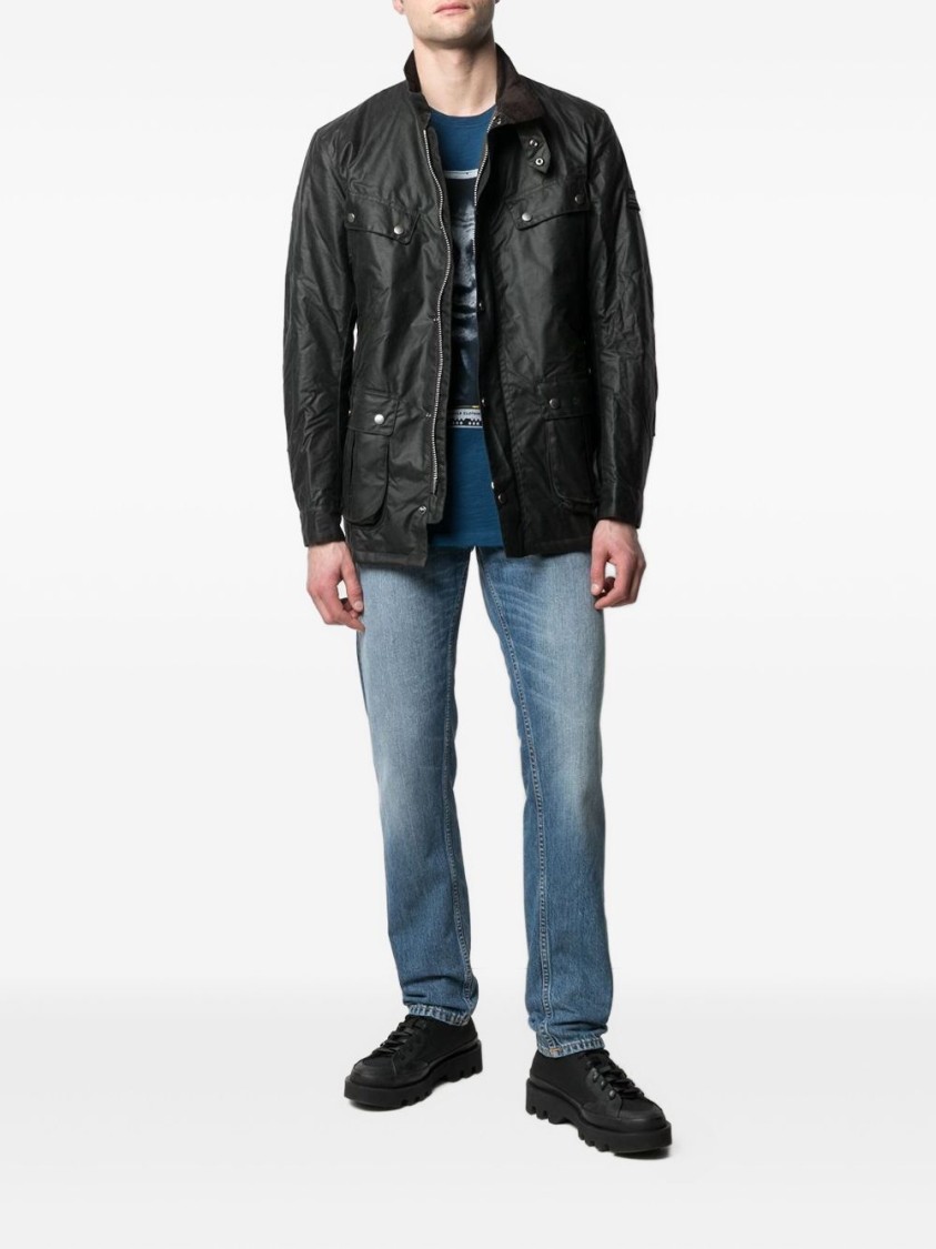 Barbour Duke Waxed Jacket In Black