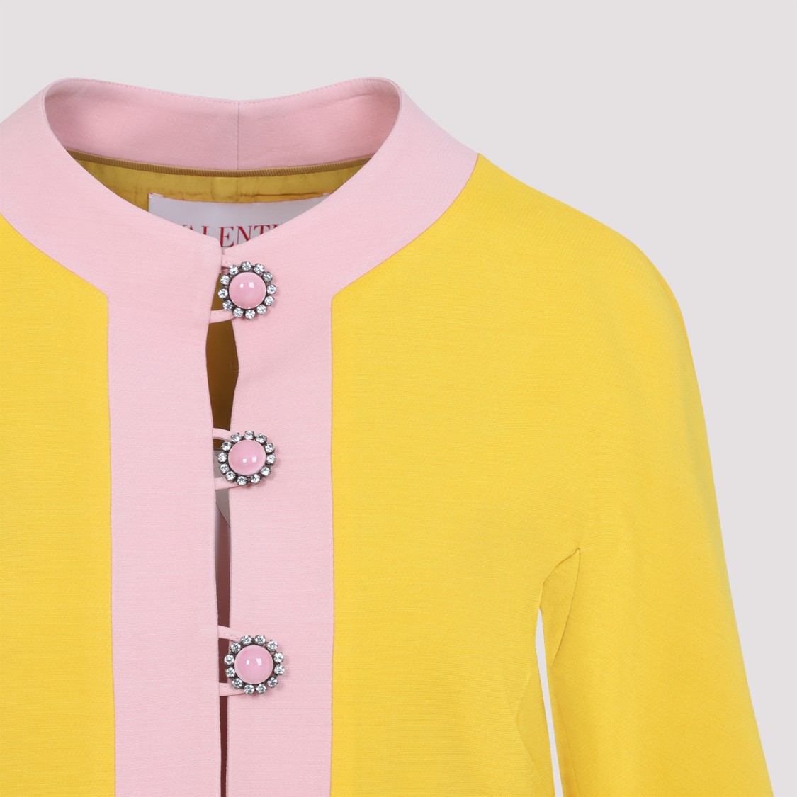 Valentino Bi-color Crystal Crepe Crop Jacket In Gold