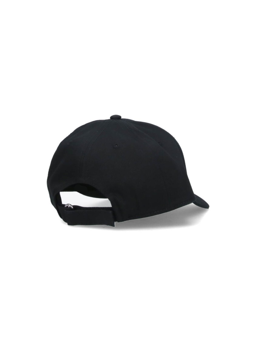 Moncler Curved Visor Baseball Cap With Contrasting Logo Embroidery In Blue