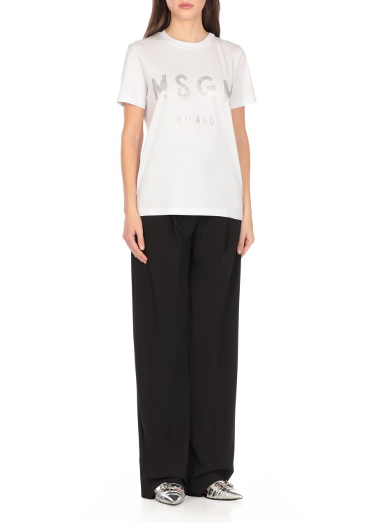 Msgm White Cotton T-Shirt in White | THE LIST