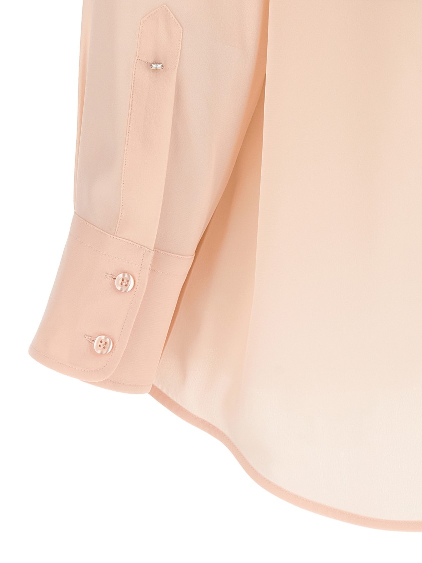 Sportmax Sheer Fabric Collared Shirt With Pleated Back In Neutral