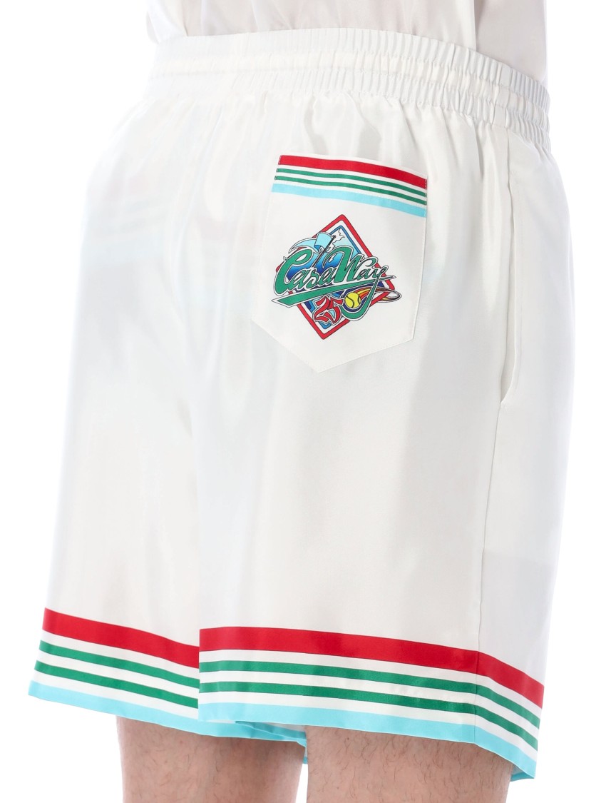 Casablanca Mens Casa Way World Series Relaxed-fit Striped Silk Shorts