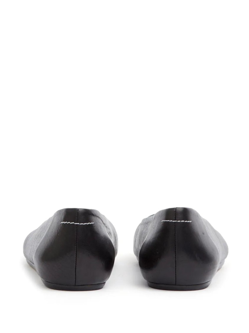 Shop Mm6 Maison Margiela Mm6 By Maison Margiela Stitch-out Leather Ballerina Shoes In Black