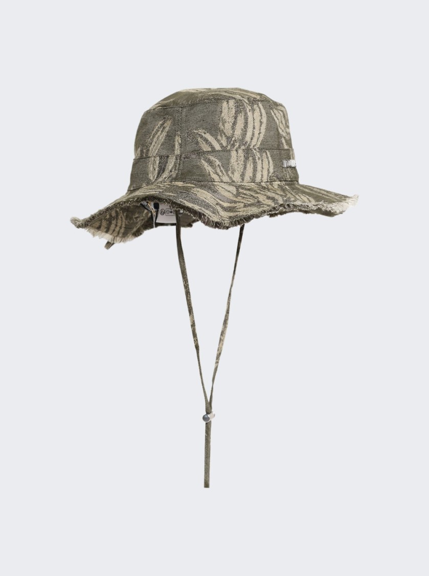Shop Jacquemus The Artichaut Bucket Hat Jacquard Banana In Grey