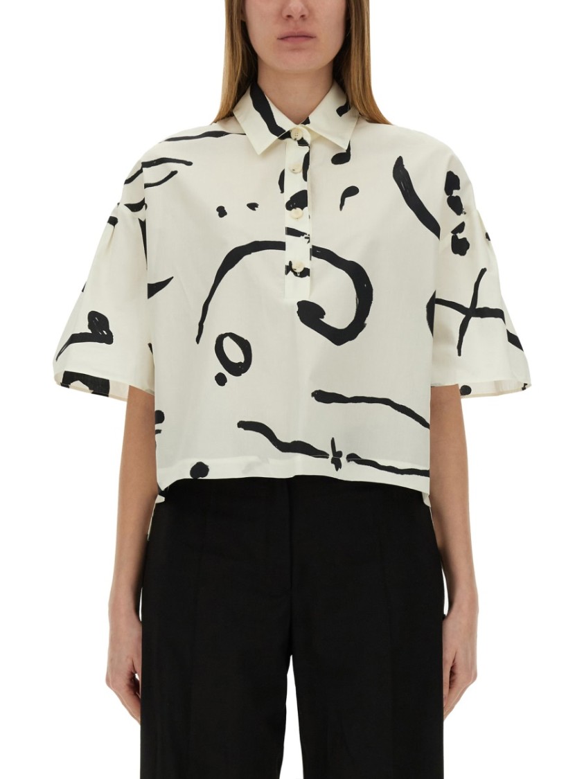 Shop Alysi "printed Orchestra" Polo Shirt In White