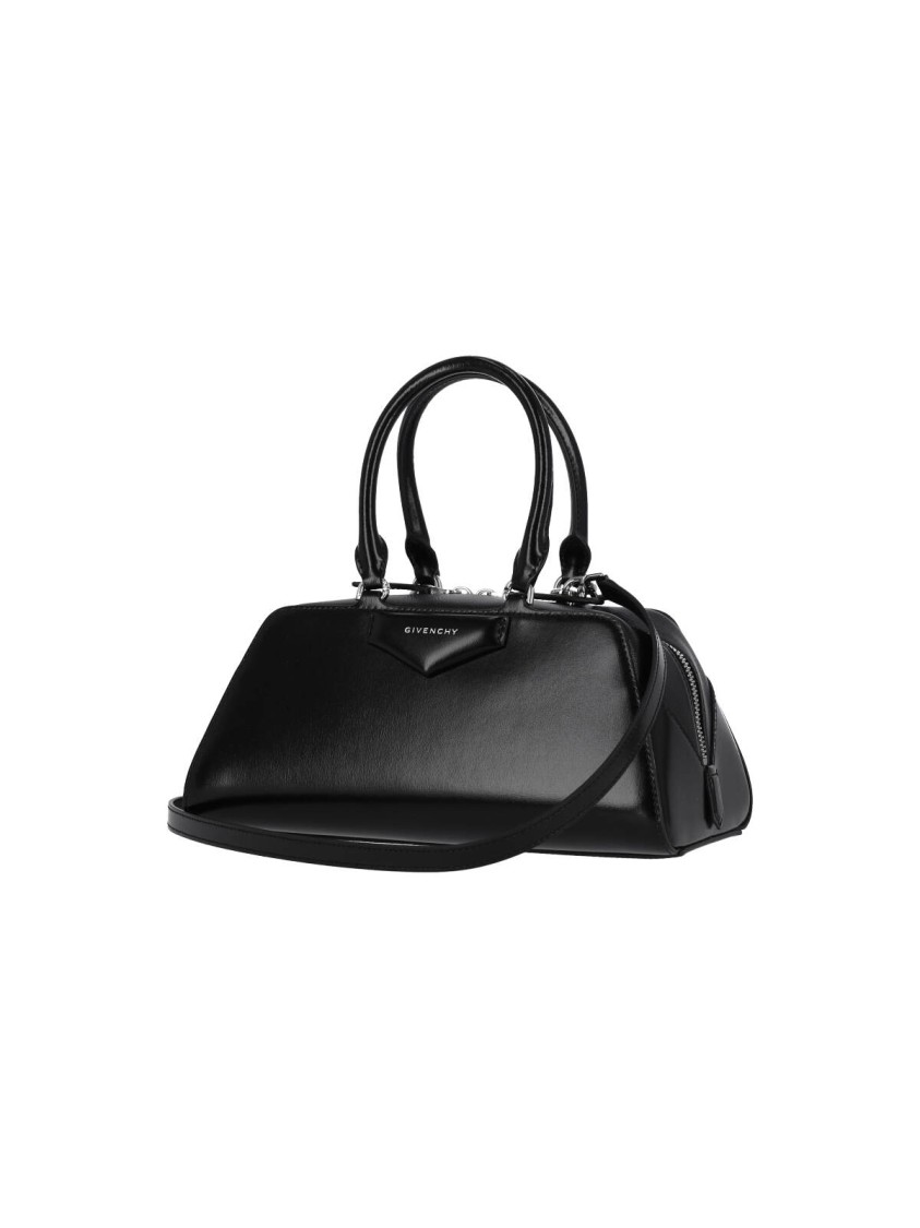 Givenchy Structured Black Handbag With Glossy Finish And Versatile Straps In Black
