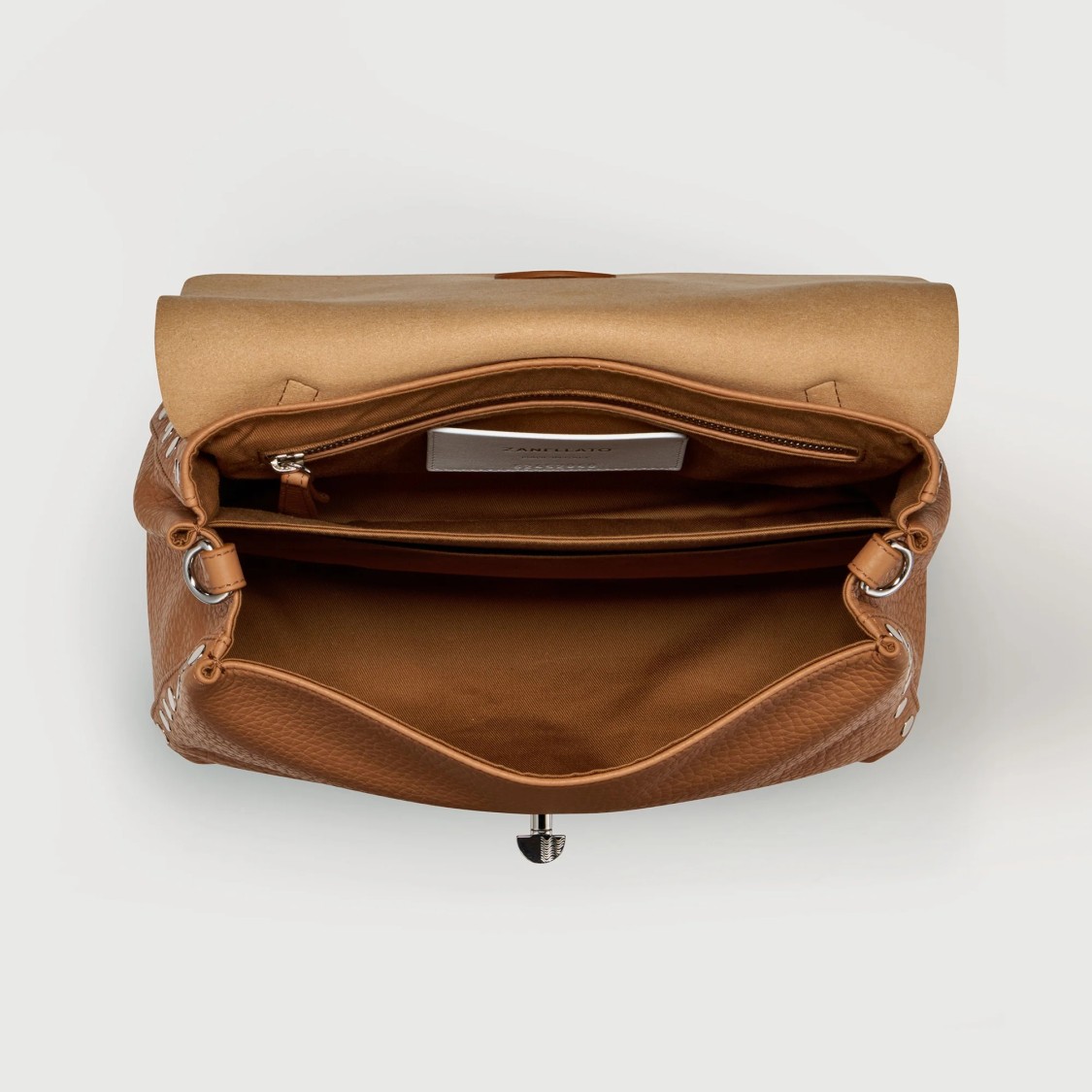 Zanellato Textured Leather Shoulder Bag With Flap Closure