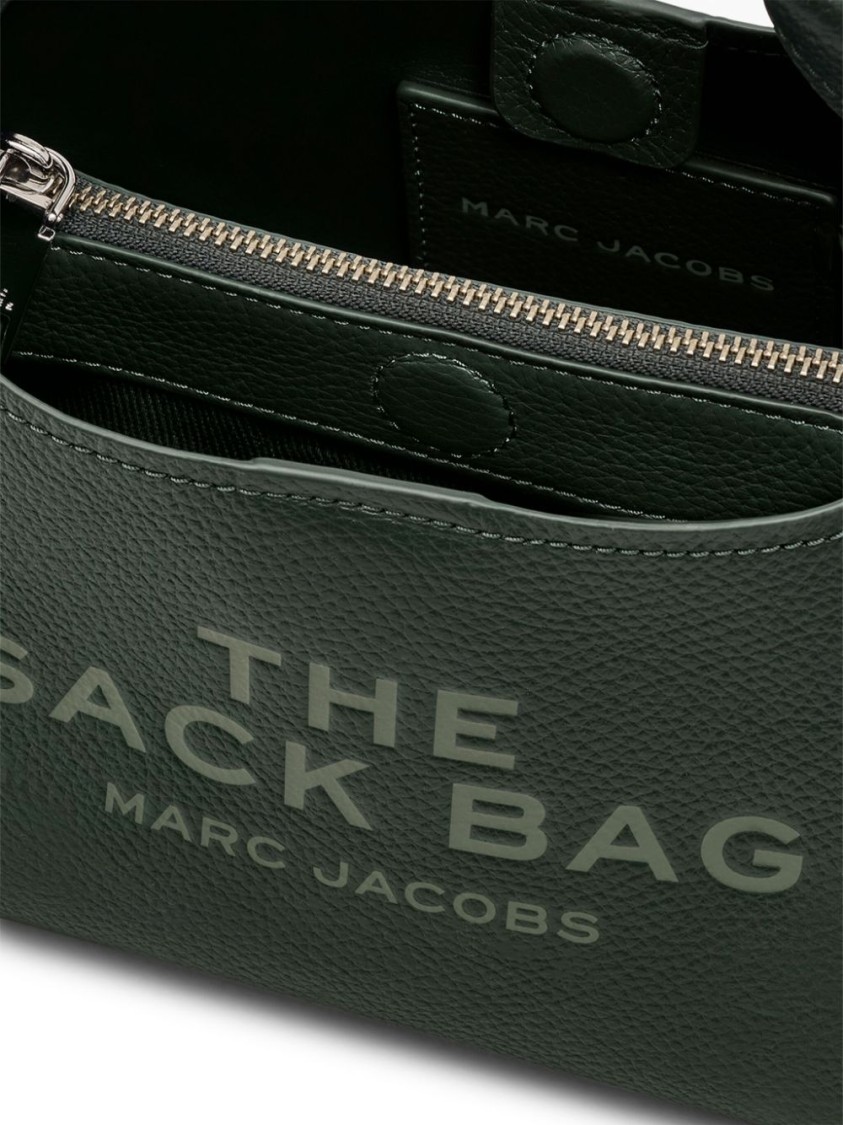 Marc Jacobs Dark Green Grained Leather Handbag With Signature Details