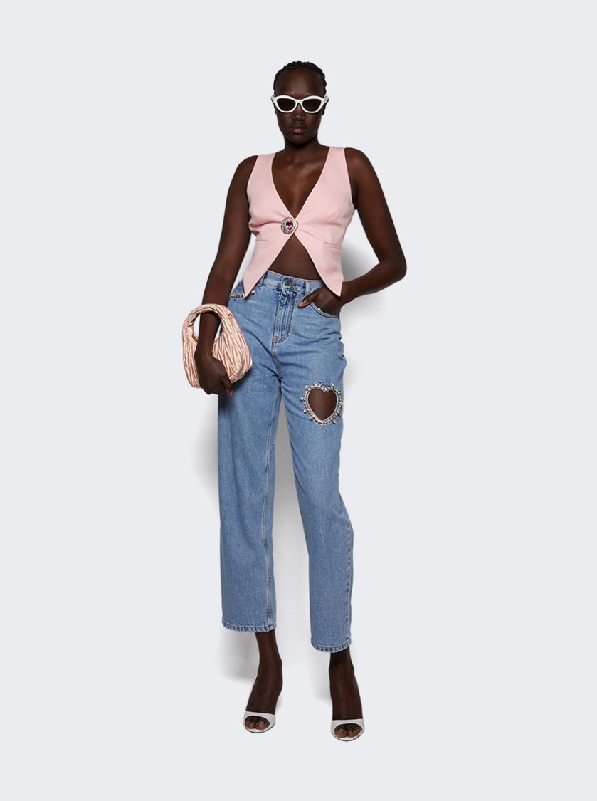 AREA AREA CRYSTAL HEART JEAN LIGHT BLUE
