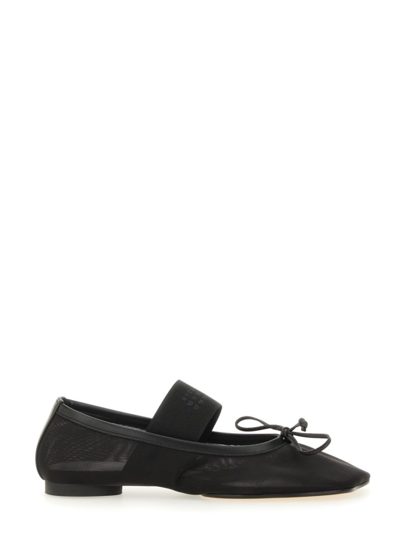 Mm6 Maison Margiela Mesh Anatomic Numeric Ballerina Flats In Black