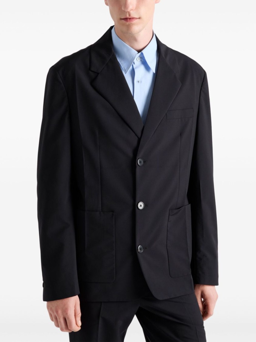 Prada Tailored Black Jacket With Notched Lapel In Black